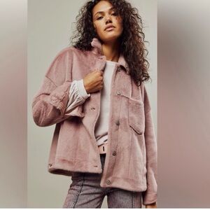 We The Free Blush Pink Faux Fur Jacket
